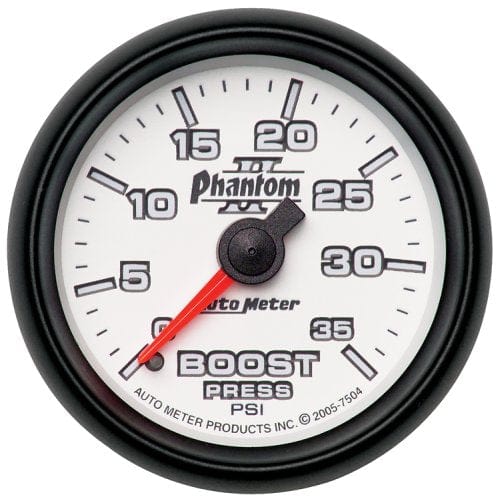 AUTOMETER 2-1/16", Full Sweep Mechanical, 0-35 psi Auto Meter Phantom II Series Boost Gauge AU7504 SR