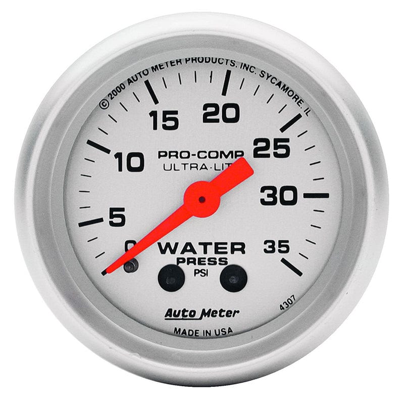AUTOMETER 2-1/16", Full Sweep Mechanical, 0-35 psi Auto Meter Ultra-Lite Series Water Pressure Gauge AU4307 SR