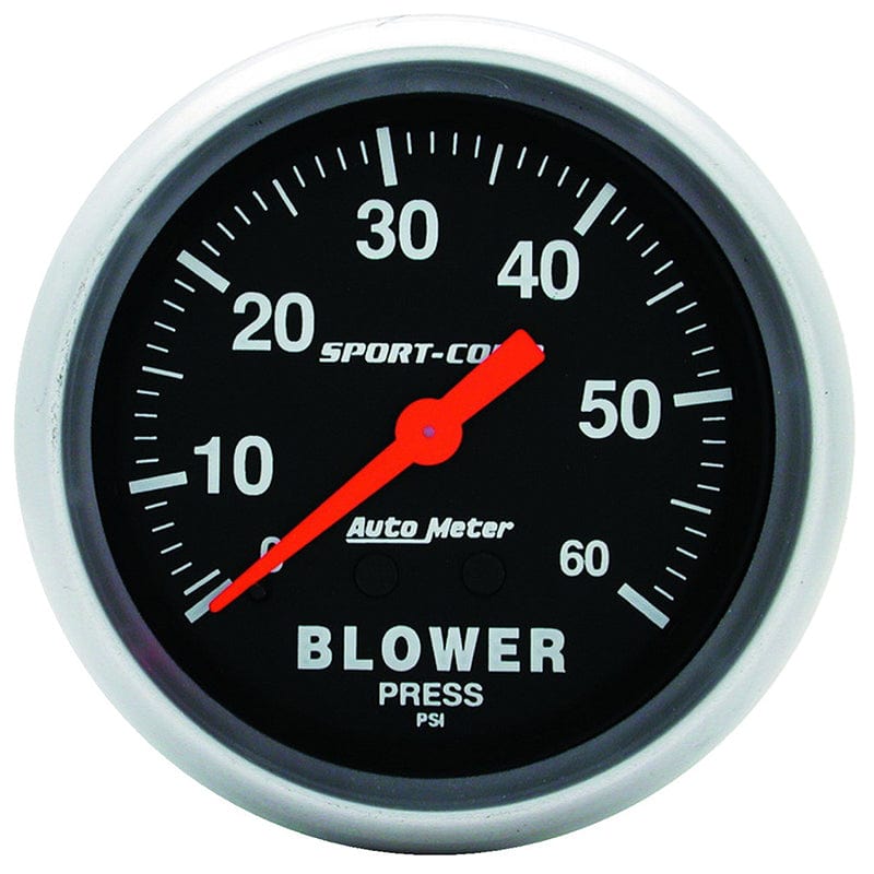 AUTOMETER 2-1/16", Full Sweep Mechanical, 0-60 psi Auto Meter Sport-Comp Series Blower Pressure Gauge AU3402 SR