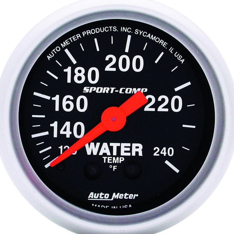 AUTOMETER 2-1/16", Full Sweep Mechanical, 120-240°F Auto Meter Sport-Comp Series Water Temperature Gauge AU3332 SR