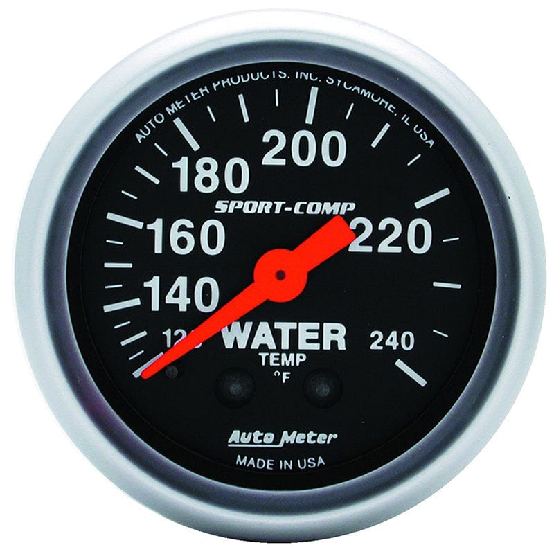 AUTOMETER 2-1/16", Full Sweep Mechanical, 120-240°F Auto Meter Sport-Comp Series Water Temperature Gauge AU3333 SR
