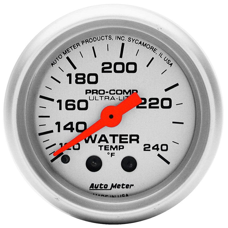 AUTOMETER 2-1/16", Full Sweep Mechanical, 120-240°F Auto Meter Ultra-Lite Series Water Temperature Gauge AU4332 SR