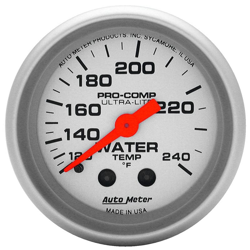 AUTOMETER 2-1/16", Full Sweep Mechanical, 120-240°F Auto Meter Ultra-Lite Series Water Temperature Gauge AU4333 SR