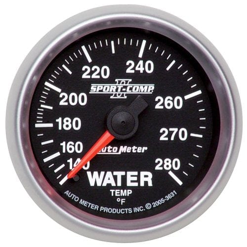 AUTOMETER 2-1/16", Full Sweep Mechanical, 140-280°F Auto Meter Sport-Comp II Water Temperature Gauge AU3631 SR