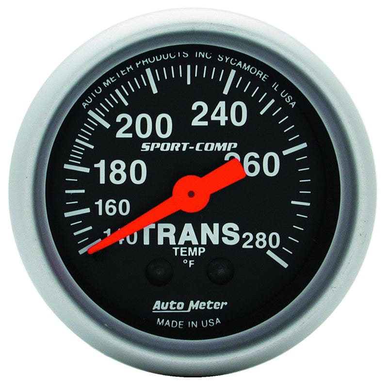 AUTOMETER 2-1/16", Full Sweep Mechanical, 140-280°F Auto Meter Sport-Comp Series Transmission Temperature Gauge AU3351 SR