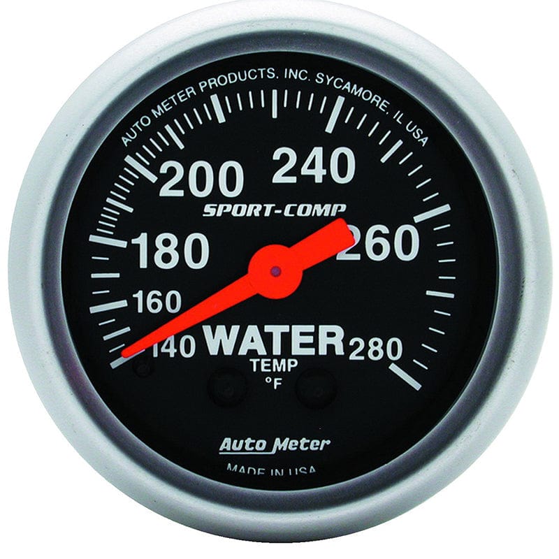 AUTOMETER 2-1/16", Full Sweep Mechanical, 140-280°F Auto Meter Sport-Comp Series Water Temperature Gauge AU3331 SR
