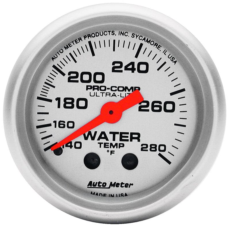 AUTOMETER 2-1/16", Full Sweep Mechanical, 140-280°F Auto Meter Ultra-Lite Series Water Temperature Gauge AU4331 SR