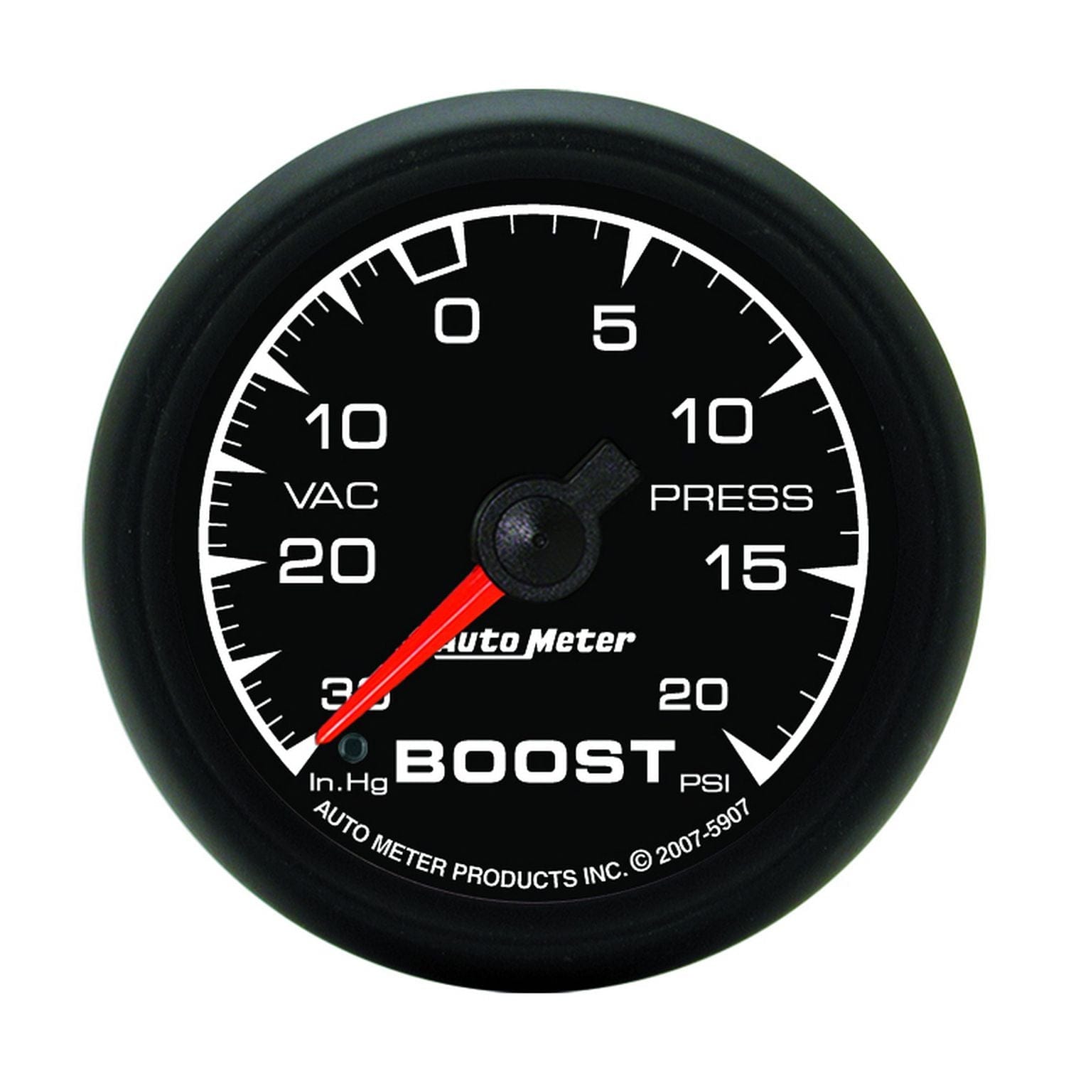 AUTOMETER 2-1/16", Full Sweep, Mechanical, 30 In. Hg/20 psi Auto Meter ES Series Boost/Vacuum Gauge AU5907 SR