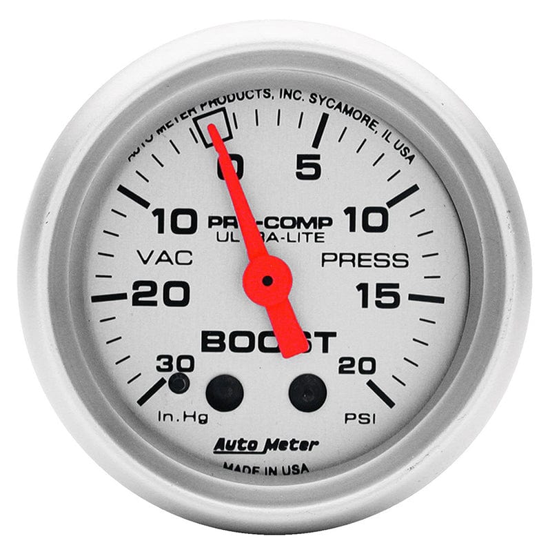 AUTOMETER 2-1/16", Full Sweep Mechanical, 30 In. Hg/20 psi Auto Meter Ultra-Lite Series Boost/Vacuum Gauge AU4301 SR