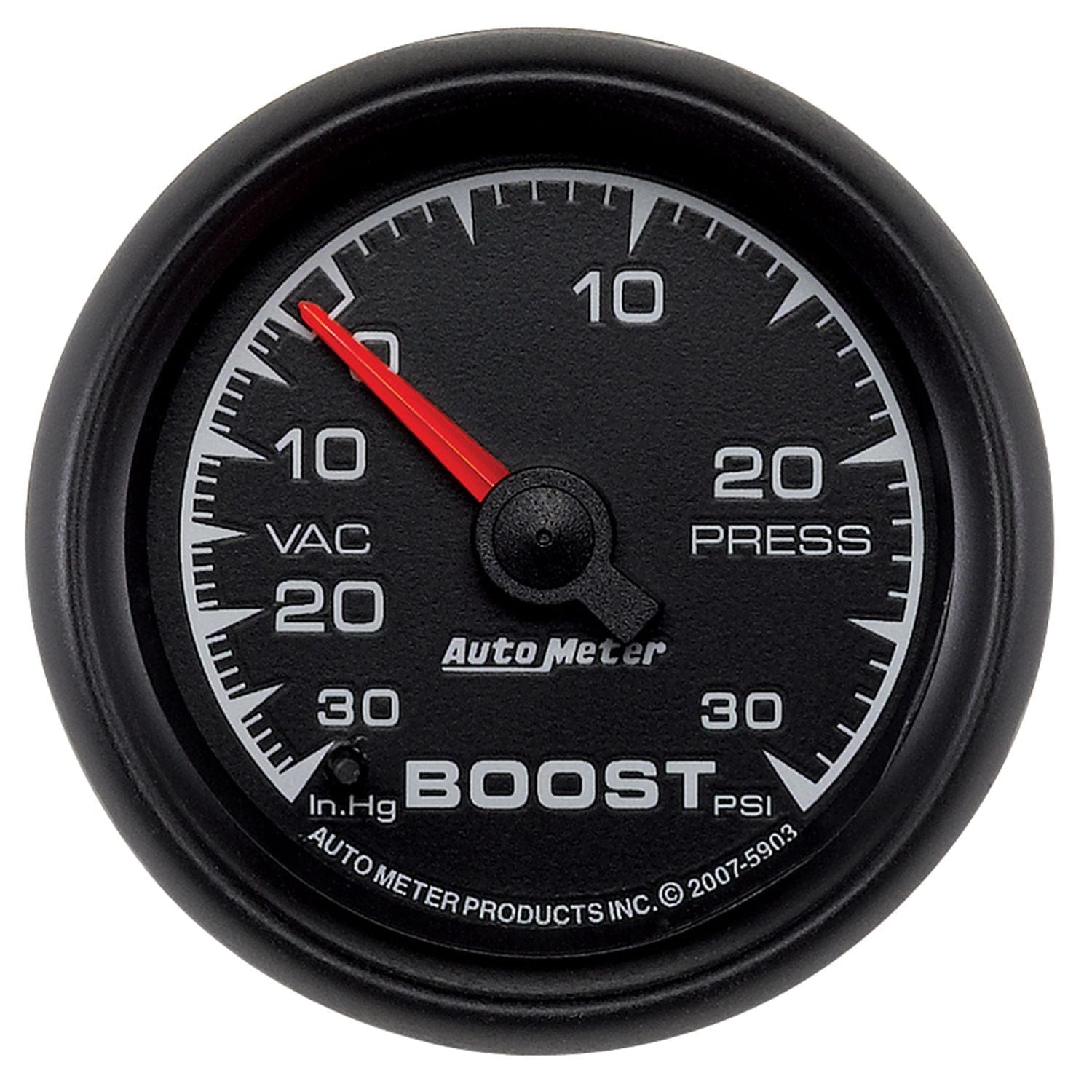 AUTOMETER 2-1/16", Full Sweep, Mechanical, 30 In Hg./30 PSI Auto Meter ES Series Boost/Vacuum Gauge AU5903 SR
