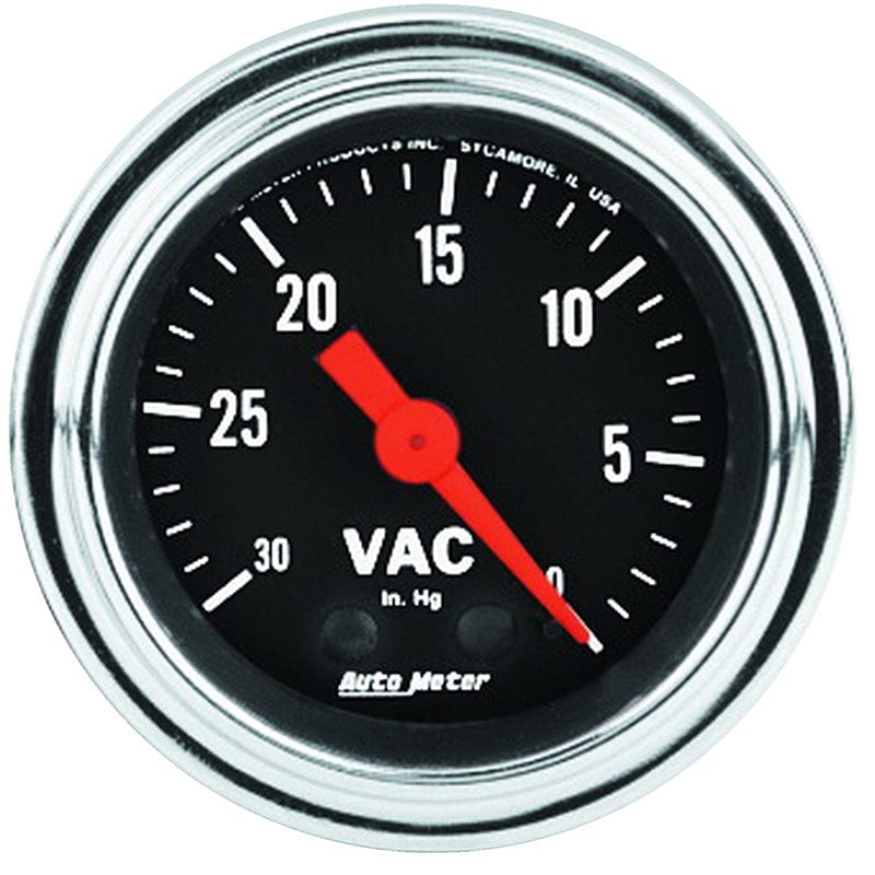 AUTOMETER 2-1/16", Full Sweep Mechanical, 30 In. Hg. Auto Meter Traditional Chrome Series Vacuum Gauge AU2484 SR