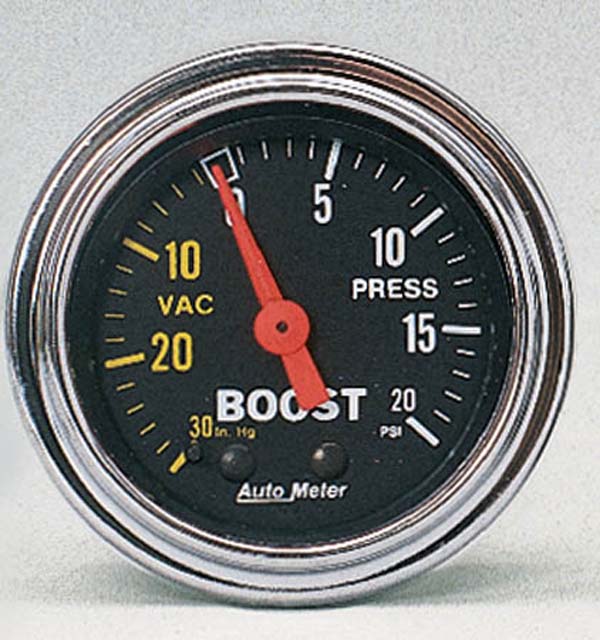 AUTOMETER 2-1/16", Full Sweep Mechanical, 30 In. Hg.-Vac/20 psi Auto Meter Traditional Chrome Series Boost/Vacuum Gauge AU2401 SR