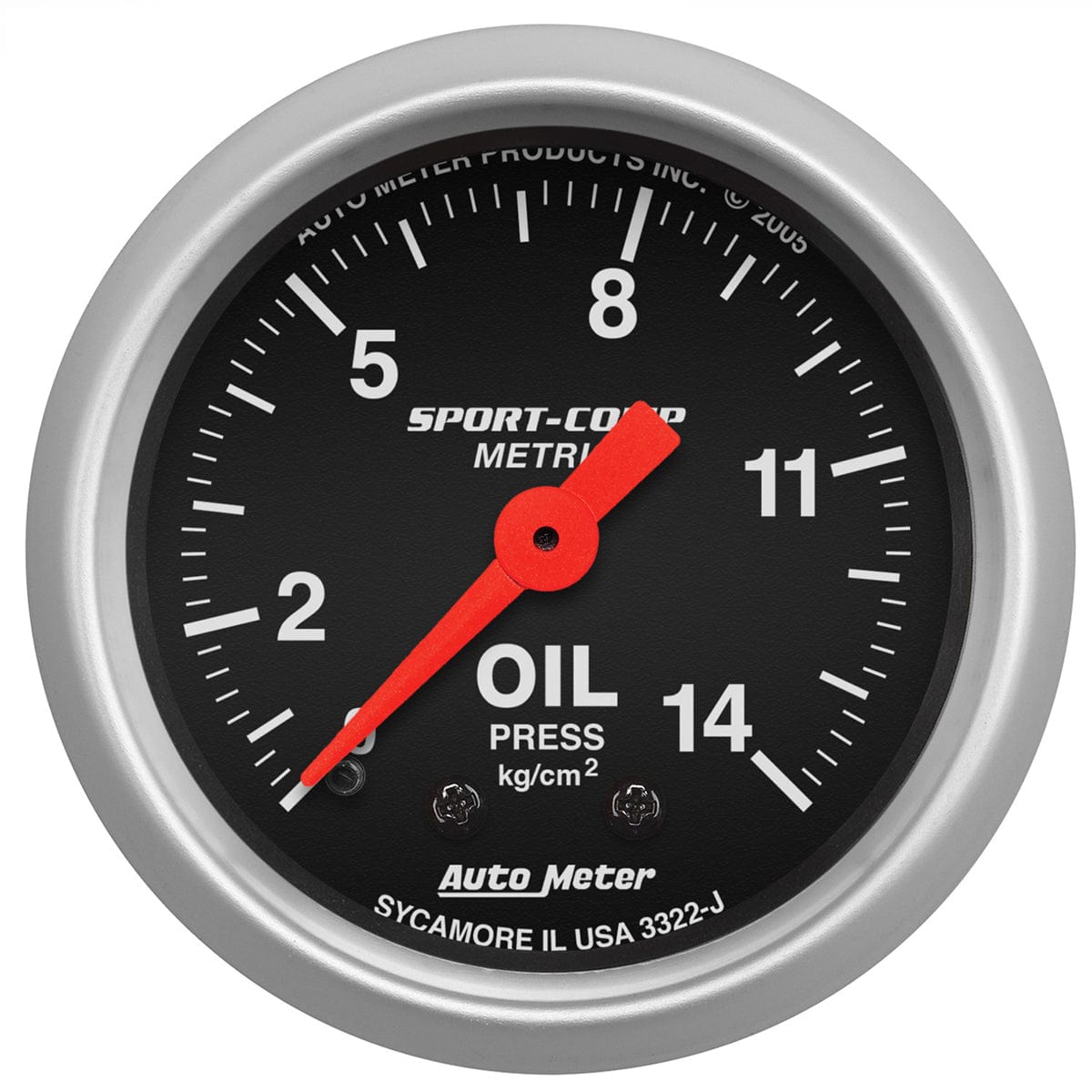 AUTOMETER 2-1/16", Full Sweep Mechanical, Metric, 0-14 Kg/Cm2 Auto Meter Sport-Comp Series Oil Pressure Gauge AU3322-J SR