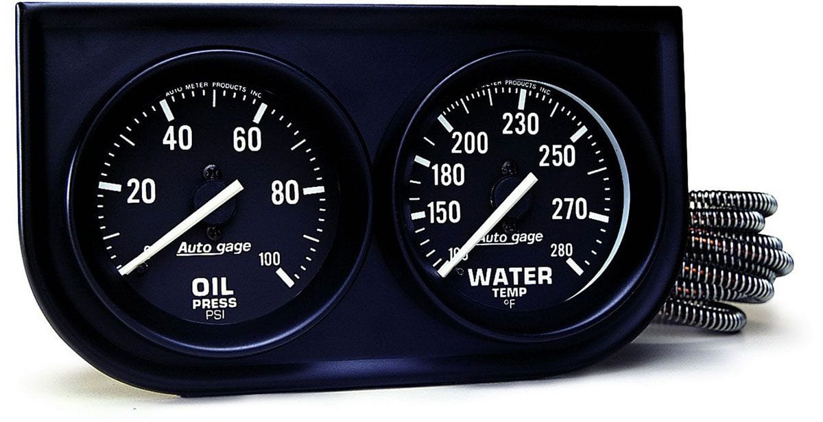 AUTOMETER 2-1/16", Full Sweep Mechanical, Oil Pressure, Water Temperature, Auto Meter Auto gage Two-Gauge Console AU2392 SR