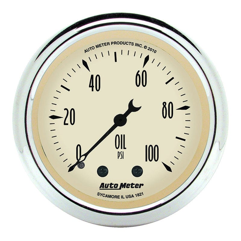 AUTOMETER 2-1/16", Full Sweep Mechincal, 0-100 psi Auto Meter Antique Beige Series Oil Pressure Gauge AU1821 SR