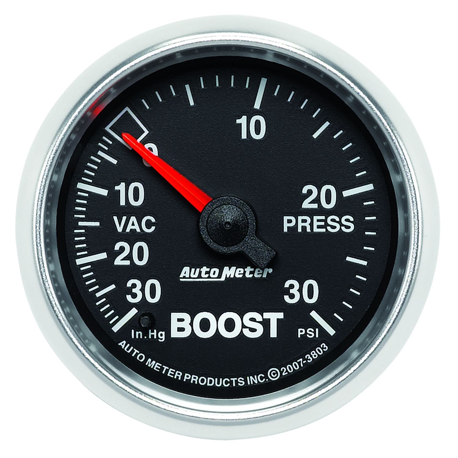 AUTOMETER 2-1/16", In-Dash, Full Sweep Mechanical, 30 In Hg.-Vac./30 psi. Auto Meter GS Series Boost/Vacuum Gauge AU3803 SR