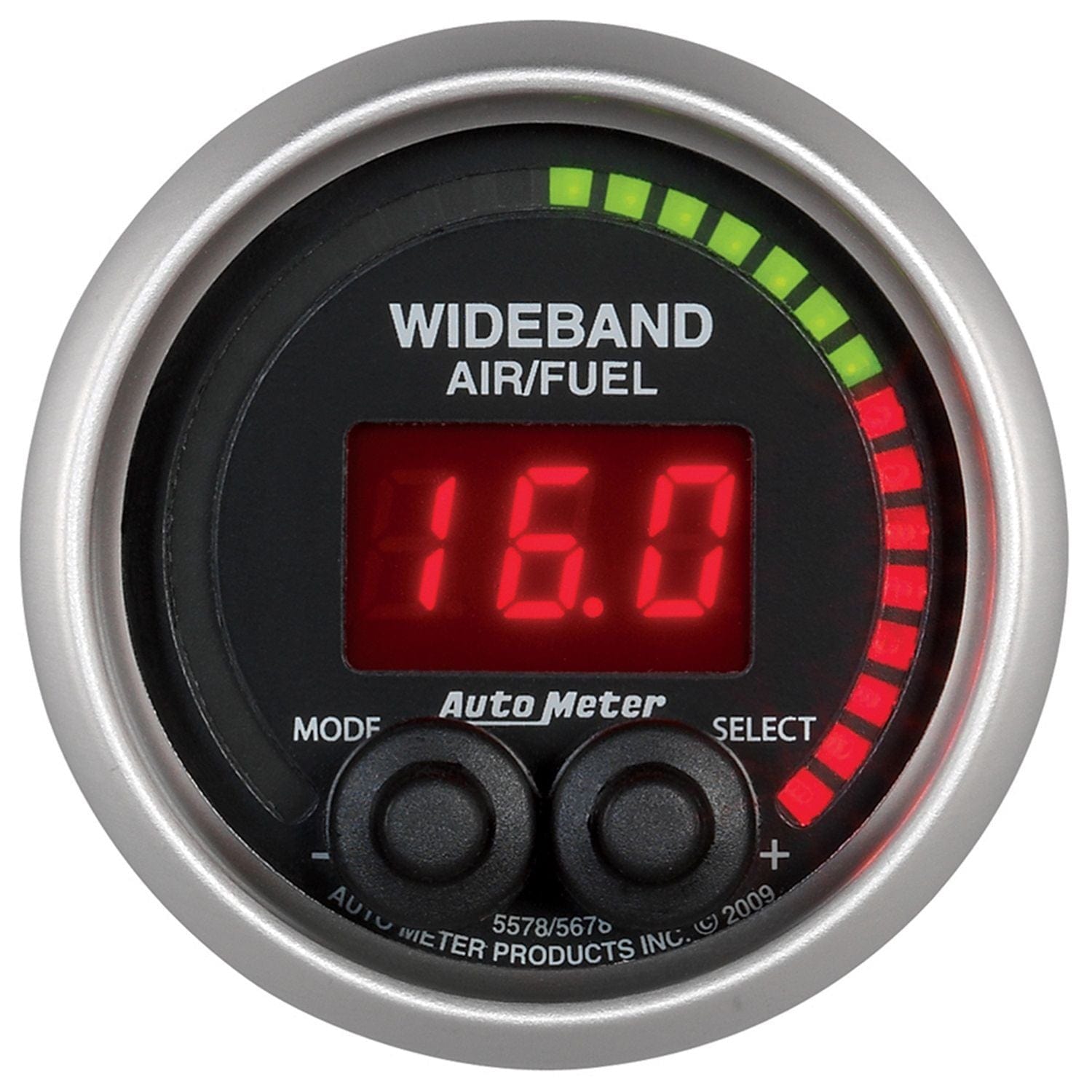 AUTOMETER 2-1/16", Programmable Warning Function, Wideband, Digital Auto Meter Elite Series Air/Fuel Ratio Gauge AU5678 SR