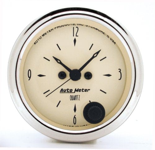 AUTOMETER 2-1/16", Quartz Movement w/Second Hand Auto Meter Antique Beige Series Clock AU1885 SR
