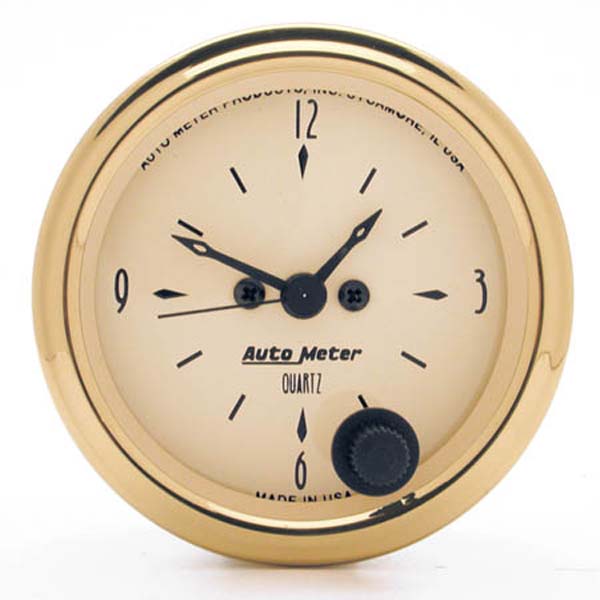 AUTOMETER 2-1/16", Quartz Movement w/Second Hand Auto Meter Golden Oldies Series Clock AU1586 SR