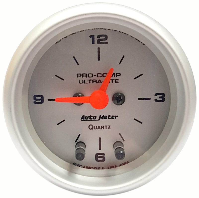 AUTOMETER 2-1/16", Quartz Movement With Second Hand Auto Meter Ultra-Lite Series Clock AU4385 SR