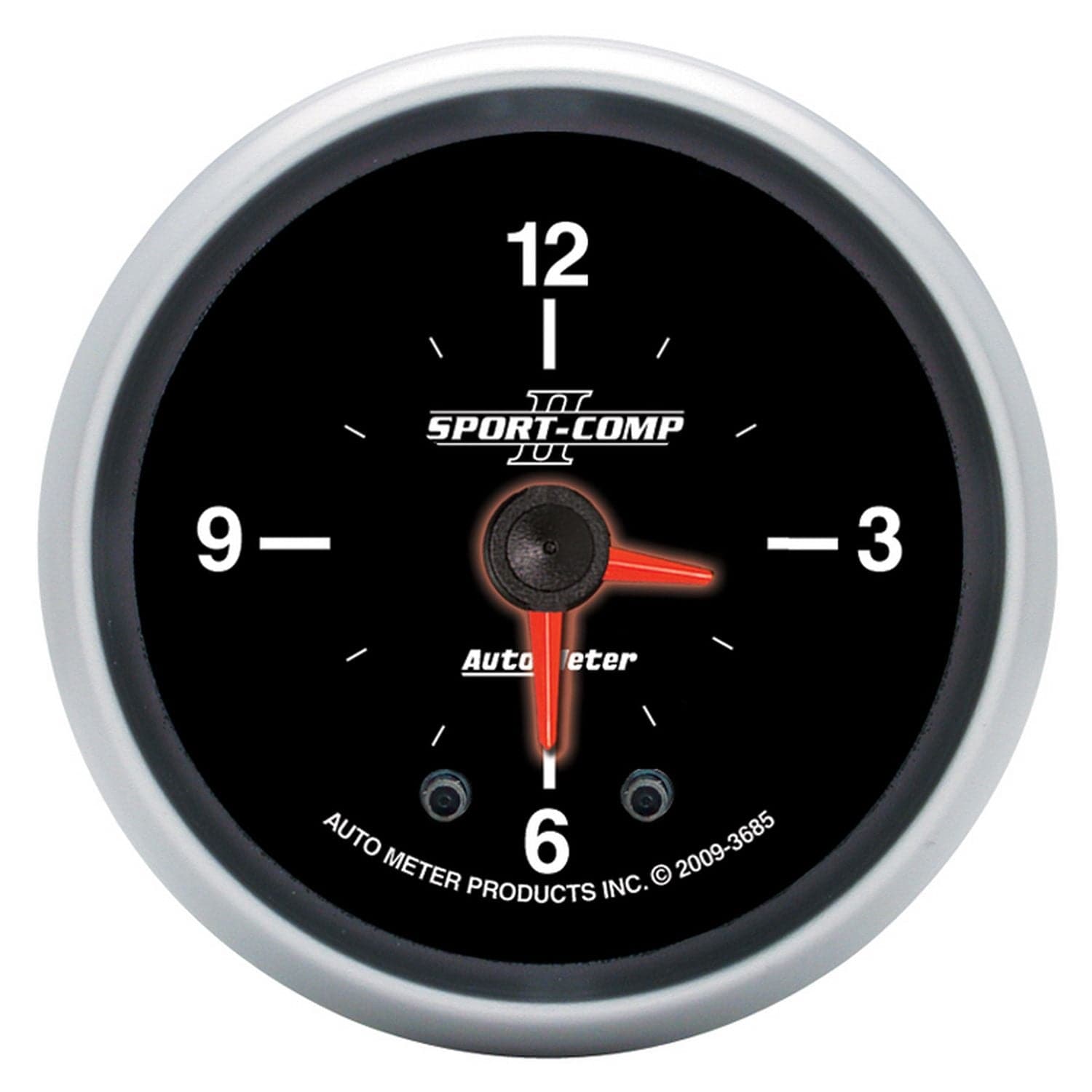 AUTOMETER 2-1/16", Quartz with Second Hand Auto Meter Sport-Comp II Series Clock AU3685 SR