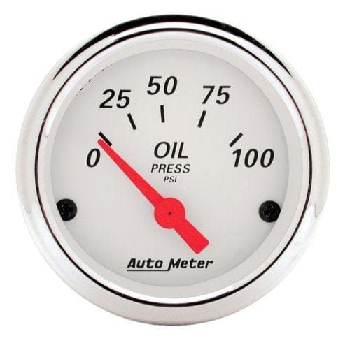 AUTOMETER 2-1/16", Short Sweep Electric, 0-100 psi Auto Meter Arctic White Series Oil Pressure Gauge AU1327 SR
