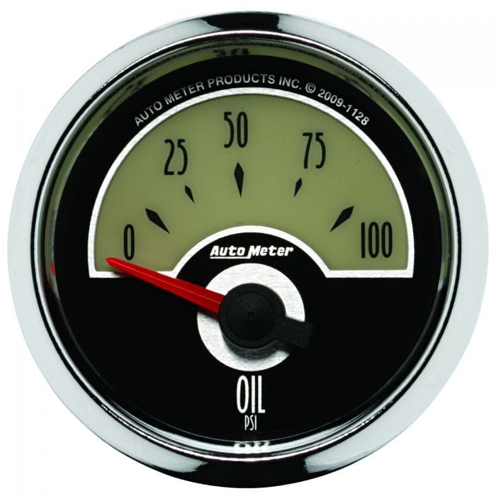 AUTOMETER 2-1/16", Short Sweep Electric, 0-100 psi Auto Meter Cruiser Series Oil Pressure Gauge AU1128 SR