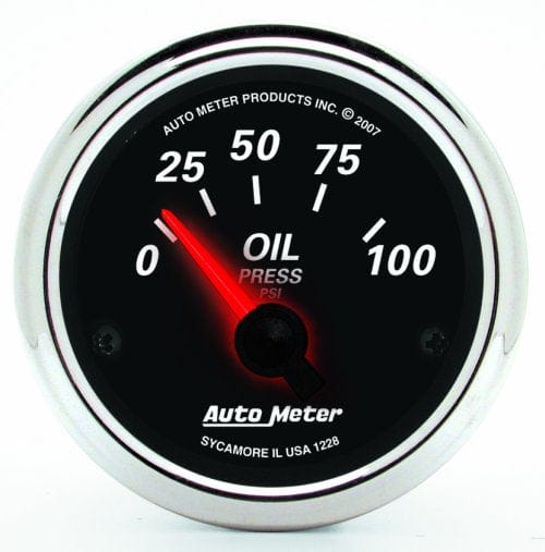 AUTOMETER 2-1/16", Short Sweep Electric, 0-100 psi Auto Meter Designer Black II Oil Pressure Gauge AU1228 SR