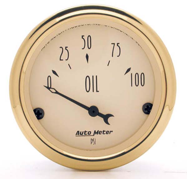 AUTOMETER 2-1/16", Short Sweep Electric, 0-100 psi Auto Meter Golden Oldies Series Oil Pressure Gauge AU1528 SR