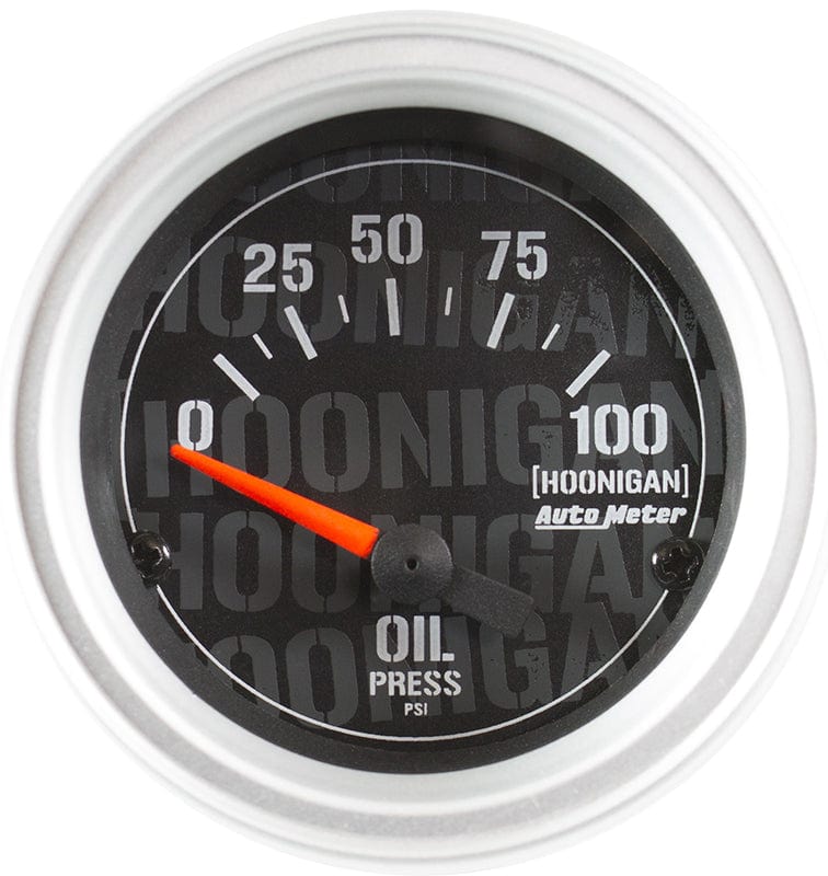 AUTOMETER 2-1/16", Short Sweep Electric, 0-100 psi Auto Meter Hoonigan Series Oil Pressure Gauge AU4327-09000 SR