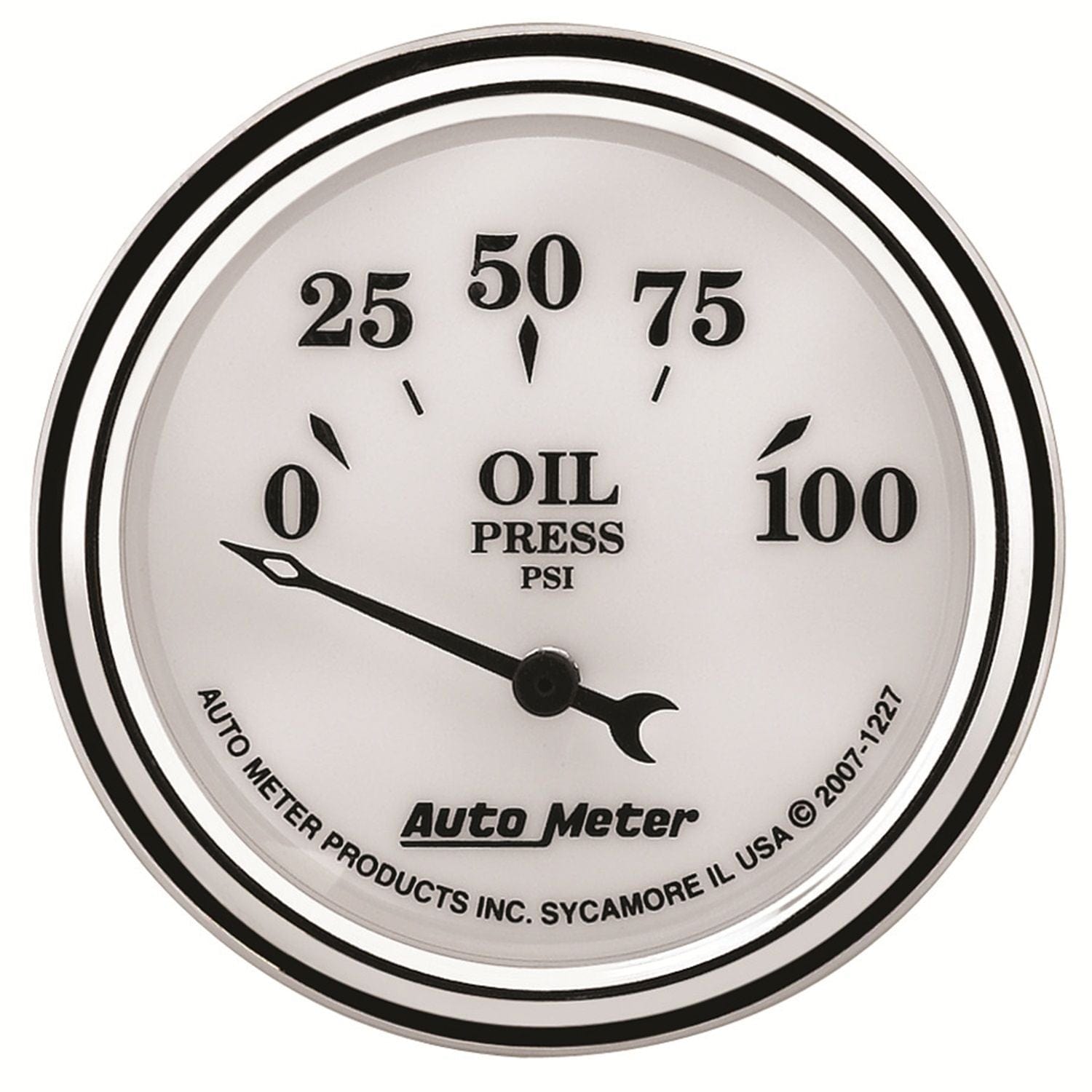 AUTOMETER 2-1/16", Short Sweep Electric, 0-100 psi Auto Meter Old Tyme White II Oil Pressure Gauge AU1227 SR