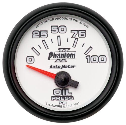 AUTOMETER 2-1/16", Short Sweep Electric, 0-100 psi Auto Meter Phantom II Series Oil Pressure Gauge AU7527 SR