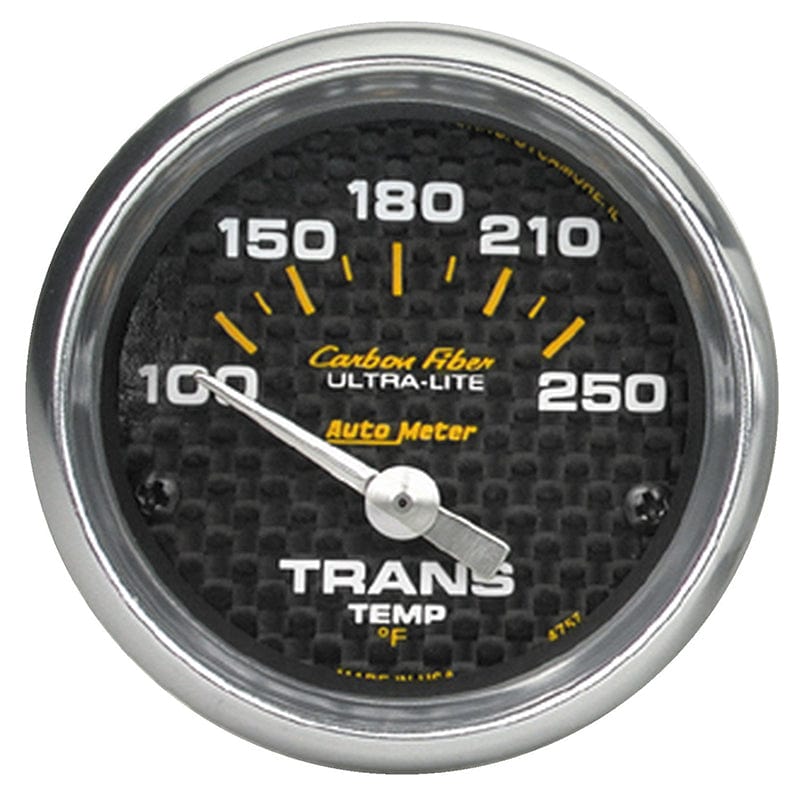 AUTOMETER 2-1/16", Short Sweep Electric, 100-250°F Auto Meter Carbon Fiber Series Transmission Temperature Gauge AU4757 SR