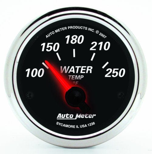 AUTOMETER 2-1/16", Short Sweep Electric, 100-250°F Auto Meter Designer Black II Water Temperature Gauge AU1238 SR