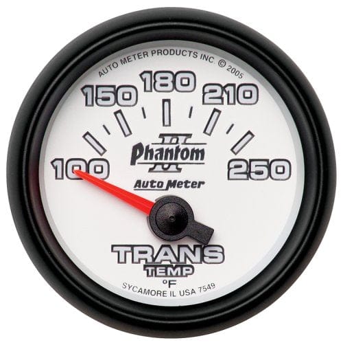 AUTOMETER 2-1/16", Short Sweep Electric, 100-250°F Auto Meter Phantom II Series Transmission Temperature Gauge AU7549 SR