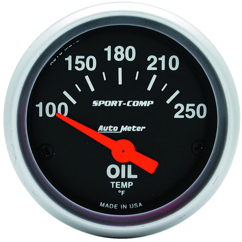 AUTOMETER 2-1/16", Short Sweep Electric, 100-250°F Auto Meter Sport-Comp Series Oil Temperature Gauge AU3347 SR