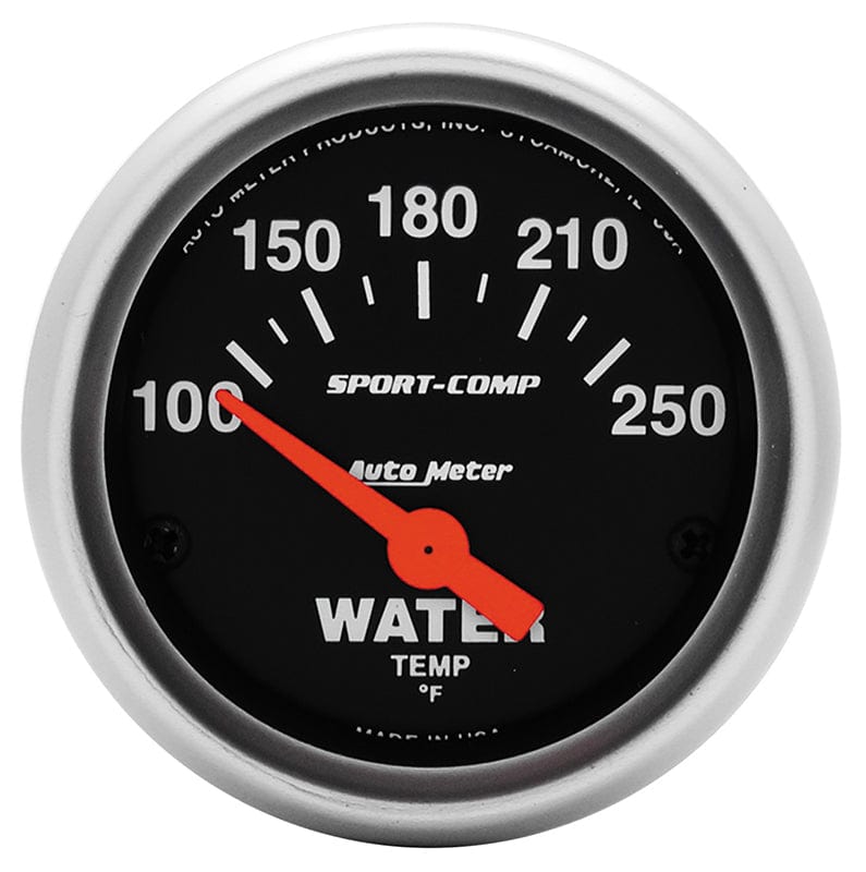 AUTOMETER 2-1/16", Short Sweep Electric, 100-250°F Auto Meter Sport-Comp Series Water Temperature Gauge AU3337 SR