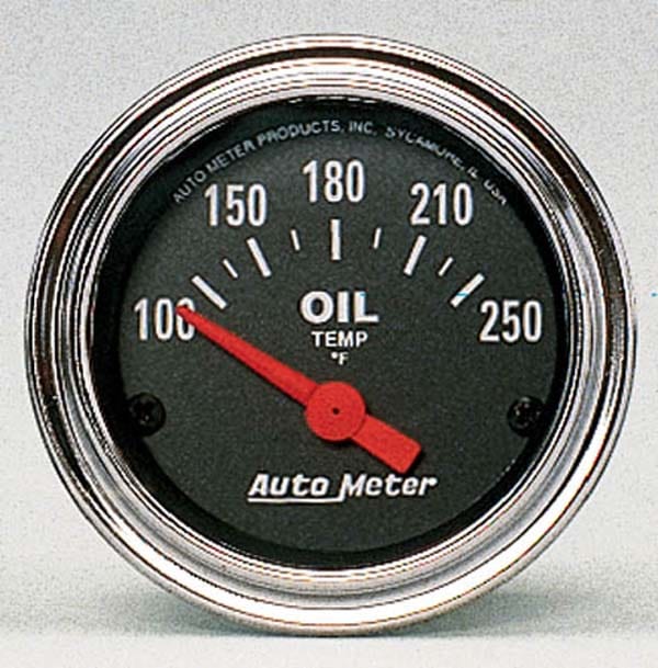 AUTOMETER 2-1/16", Short Sweep Electric, 100-250°F Auto Meter Traditional Chrome Series Oil Temperature Gauge AU2542 SR