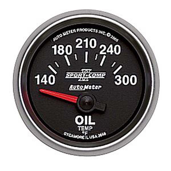 AUTOMETER 2-1/16", Short Sweep Electric, 140-300°F Auto Meter Sport-Comp II Oil Temperature Gauge AU3648 SR