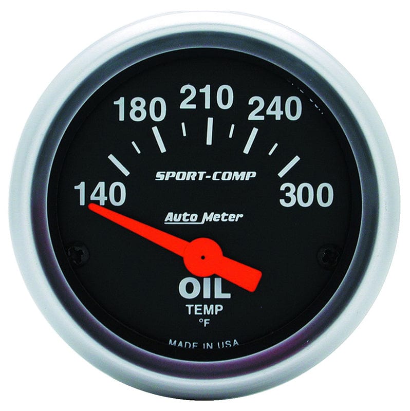 AUTOMETER 2-1/16", Short Sweep Electric, 140-300°F Auto Meter Sport-Comp Series Oil Temperature Gauge AU3348 SR