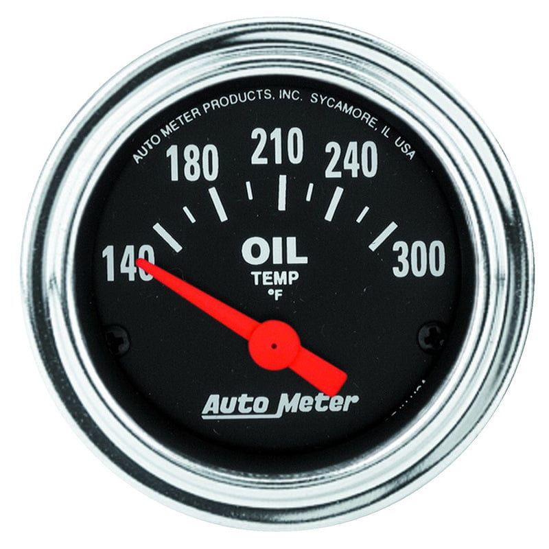 AUTOMETER 2-1/16", Short Sweep Electric, 140-300°F Auto Meter Traditional Chrome Series Oil Temperature Gauge AU2543 SR
