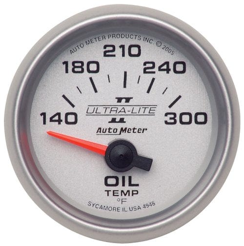 AUTOMETER 2-1/16", Short Sweep Electric, 140-300°F Auto Meter Ultra-Lite II Series Oil Temperature Gauge AU4948 SR