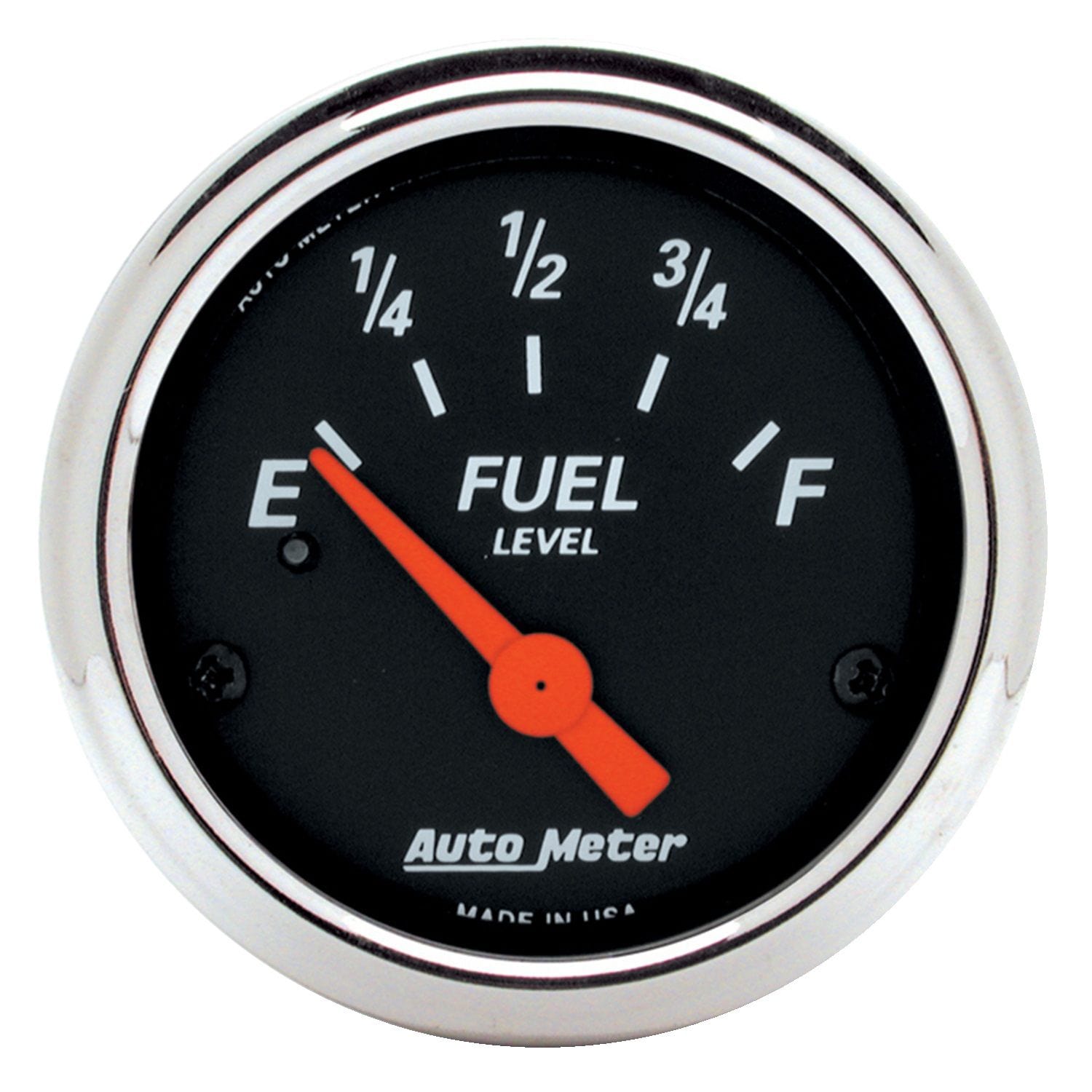AUTOMETER 2-1/16", Short Sweep Electric, 240 ohms Empty/33 ohms Full Auto Meter Designer Black Series Fuel Level Gauge Chrome Bezel AU1424 SR