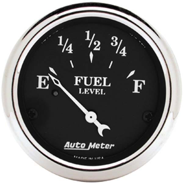 AUTOMETER 2-1/16", Short Sweep Electric, 240 ohms Empty/33 ohms Full Auto Meter Old Tyme Black Series Fuel Level Gauge AU1717 SR