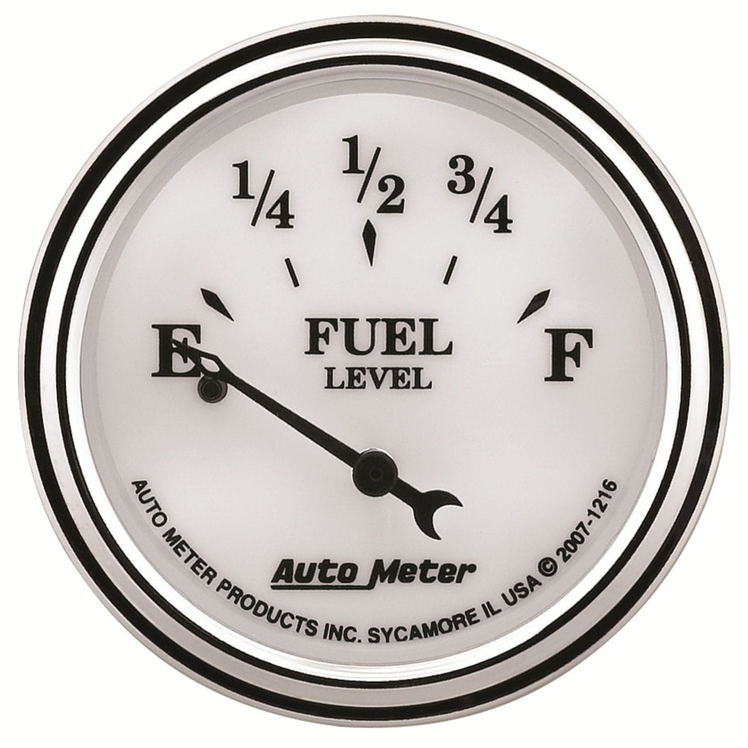 AUTOMETER 2-1/16", Short Sweep Electric, 240 ohms Empty/33 ohms Full Auto Meter Old Tyme White II Fuel Level Gauge AU1216 SR