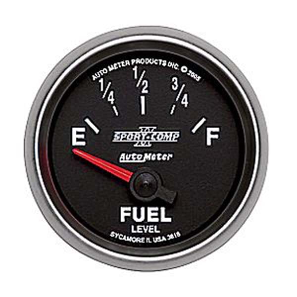 AUTOMETER 2-1/16", Short Sweep Electric, 240 ohms Empty/33 ohms Full Auto Meter Sport-Comp II Fuel Level Gauge AU3616 SR