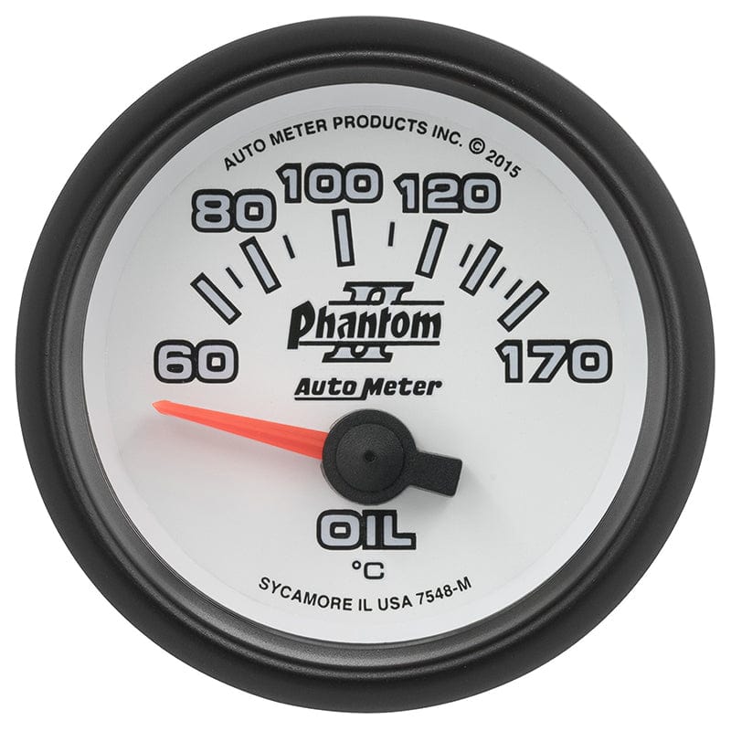 AUTOMETER 2-1/16", Short Sweep Electric, 60-170°C Auto Meter Phantom II Series Oil Temperature Gauge AU7548-M SR