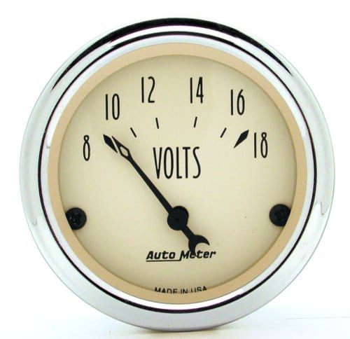 AUTOMETER 2-1/16", Short Sweep Electric, 8-18 volts Auto Meter Antique Beige Series Voltmeter AU1891 SR