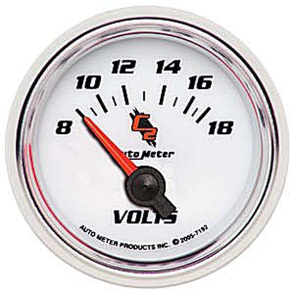 AUTOMETER 2-1/16", Short Sweep Electric, 8-18 volts Auto Meter C2 Series Voltmeter Gauge AU7192 SR