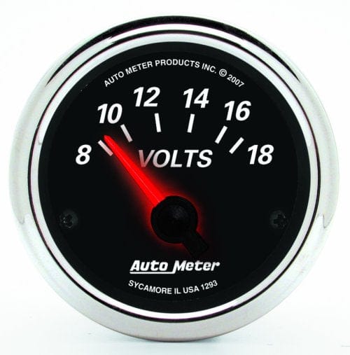 AUTOMETER 2-1/16", Short Sweep Electric, 8-18 volts Auto Meter Designer Black II Voltmeter Gauge AU1293 SR